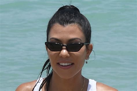 Kourtney Kardashian Is Beachy In A String Bikini Body Chain And Sandals