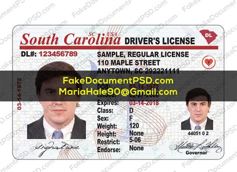 South Carolina Drivers License Template Psd Fake Sc Id 2023