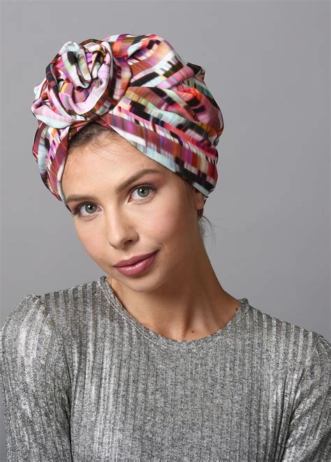 Flower Style Turban In Pink Print The Turban Is Stretchy Light And