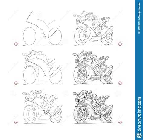 Page Shows How To Learn To Draw Sketch Of Motorcycle Creation Step By