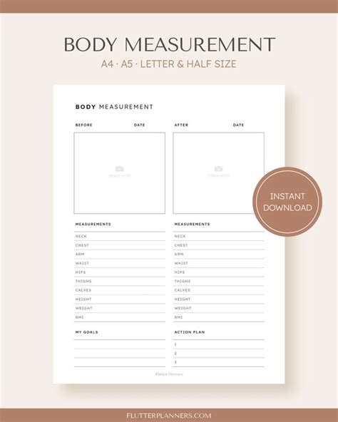 The Printable Body Measurement Sheet Is Shown