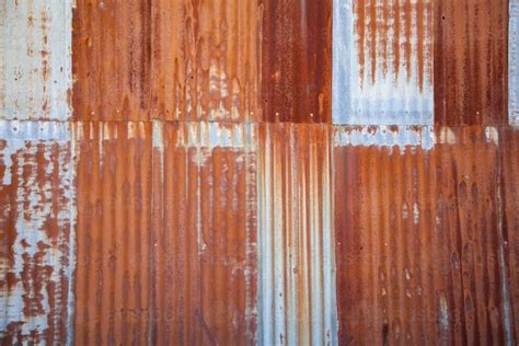 Image Of Textured Rusty Metal Corrugated Iron Sheets Of A Country Shed