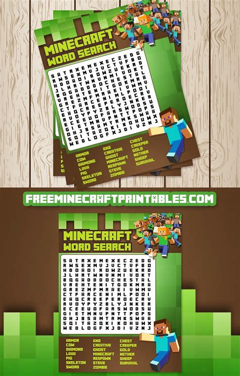 Free Minecraft Printables Free Printable Minecraft Word Search Game