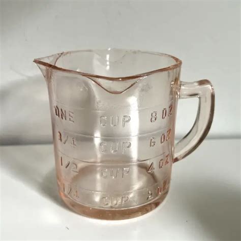 Vintage Kelloggs Hazel Atlas Depression Glass Pink Oz Measuring Cup