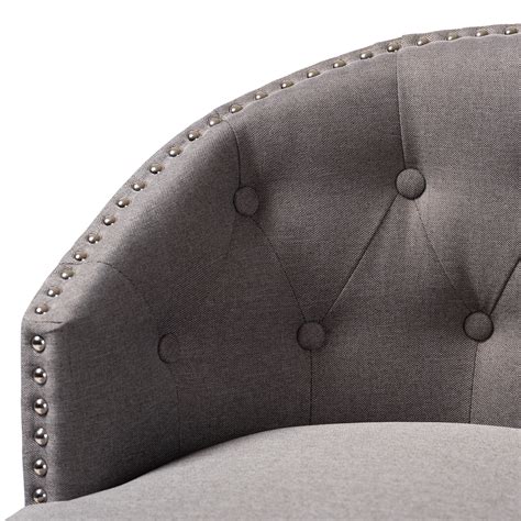 Baxton Studio Theron Transitional Gray Fabric Upholstered Wood Swivel