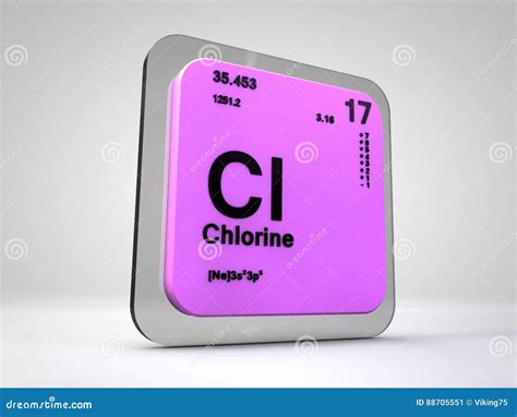 Chlorine Cl Chemical Element Periodic Table Stock Illustration