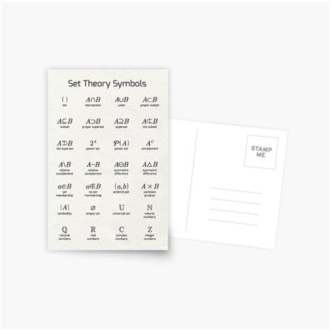 Set Theory Symbols Postcard For Sale By Coolmathposters Redbubble