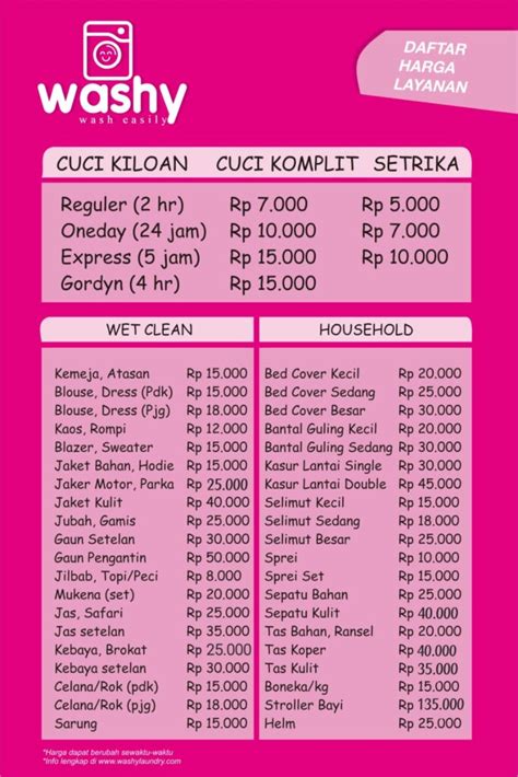 Pricelist Laundry Kiloan Dan Satuan Pamulang Dan Ciputat Gratis Antar