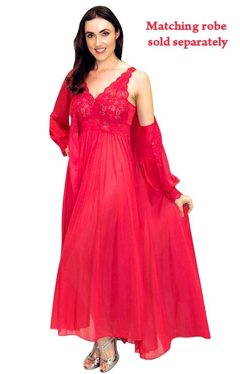 Shadowline Nightgown Long Lace Bodice Silhouette Style 31737 Ebay