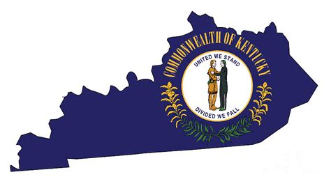 Kentucky State Outline Map And Flag Digital Art By Bigalbaloo Stock