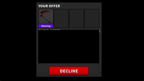Someone told me before that it's worth 500k but i'm pretty sure candy knife is worth more than batwing but when i asked how much candy is worth people said like 200k? What do People Trade For Batwing? (Roblox MM2) - YouTube