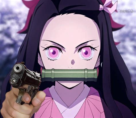 Nezuko But With A Gun Demon Slayer Kimetsu No Yaiba Know Your Meme