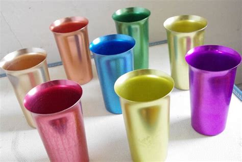 Set Of Eight 1950 S Color Craft Anodized Aluminum Tumblers