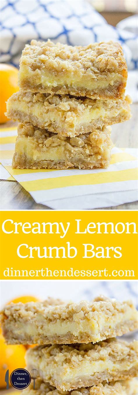 Easy Creamy Lemon Crumb Bars With A Quick Oatmeal Crumb Base And A Sweet And Tart Creamy Lemon