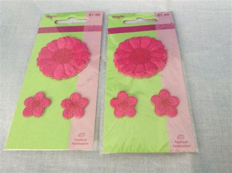 Pink Flower Appliques Large 1 58 Inches And Two Small 34 Inch Iron On