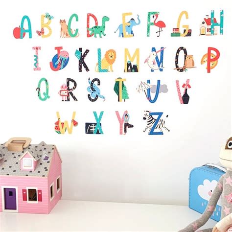 Alphabet Wall Decal Alphabet Wall Stickers Abc Wall Decals Etsy Uk