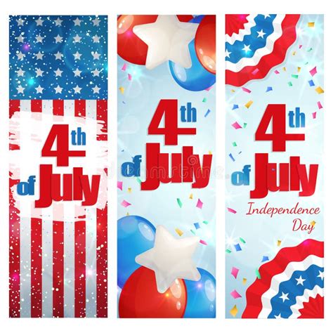 Fourth Of July Independence Day Vertical Banner Stock Vector