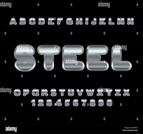 Steel Font Metal Alphabet Metallic Shimmering Letters Chrome