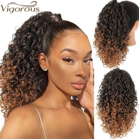 Sajy Synthetic Afro Kinky Curly Ponytail Extension Drawstring Ponytail