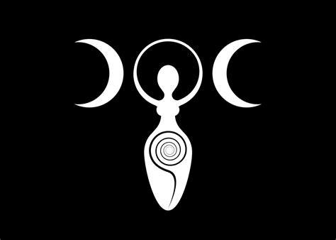 Wiccan Woman Logo Triple Moon Goddess Spiral Of Fertility Pagan Symbols Cycle Of Life Death