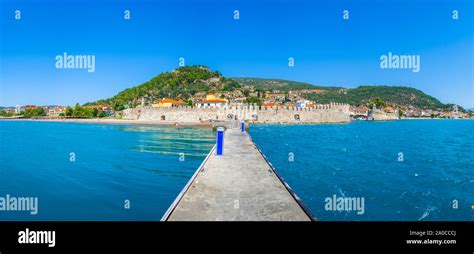 View Of The Port Of Nafpaktos Lepanto With The Fortress And The
