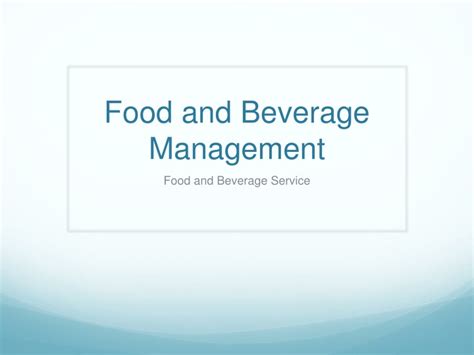 Food safety and inspection service. PPT - Food and Beverage Management PowerPoint Presentation ...