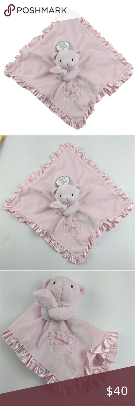 Carters Just One Year Pink Teddy Bear Lovey Security Baby Blanket Soft