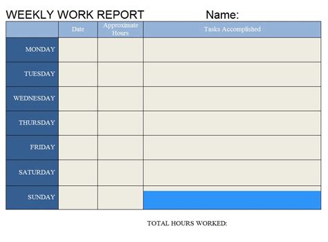Weekly Report Template Word Printable Templates