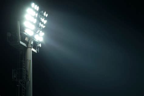 Stadium Lights From Side With Light Beams Stock Photo Download Image