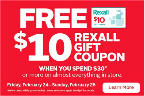 Rexall Pharma Plus Canada Flyers Deals Free 10 Rexall T Coupon