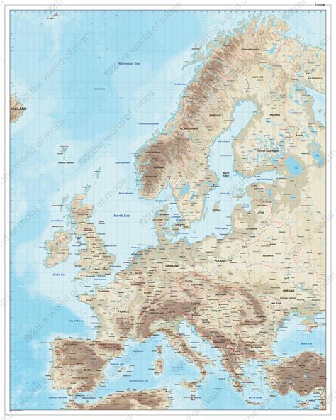 Vector Map Europe Physical 1492 The World Of