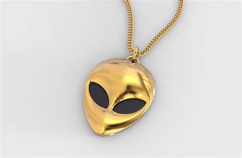 24k Gold Alien Necklace Sterling Silver Alien Pendant Rose Etsy