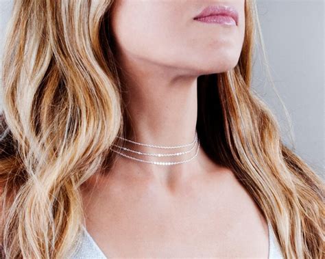 Sterling Silver Choker Necklace Set Necklace Set Of Two Y Etsy