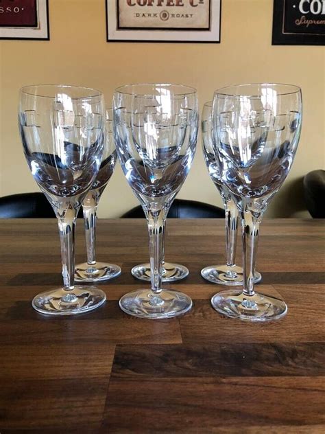 Waterford John Rocha Geo Design Crystal White Wine Glasses Set Of Six