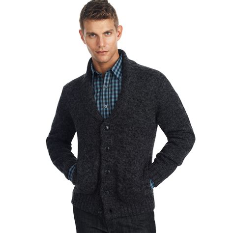 Kenneth Cole Reaction Shawl Collar Cardigan In Gray For Men Charcoal