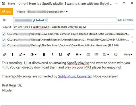 Say something like, per your request: How to Share Spotify Song/ Playlist to friends via Email ...