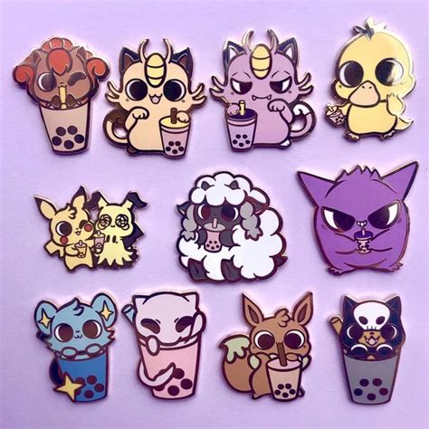 Poke Boba Pins Etsy Enamel Pin Collection Cute Pins Pokemon Pins