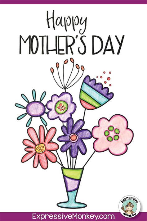 Mothers Day Flower Card Mother Day Drawing Ideas Mothers Day
