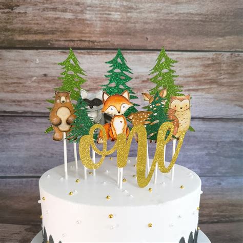Buy Heeton Woodland First Birthday Party Supplies Cake Topper Fox Deer
