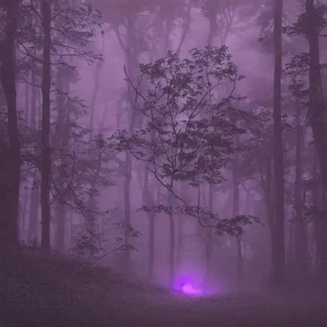 A Dark Misty Forest Dark Forest Purple Glow Photo Openart