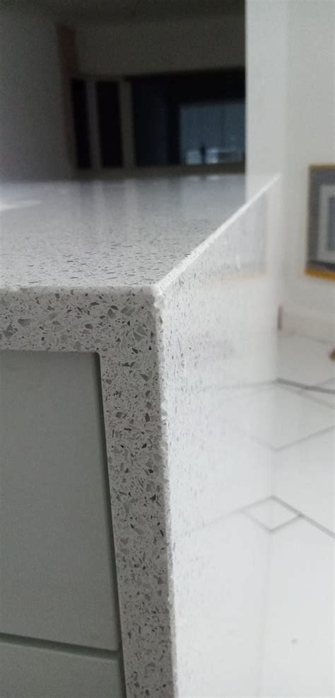 White Sparkle Quartz Mitred End Panel Waterfall Effect Which Is The