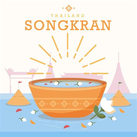 premium vector flat songkran celebration illustration