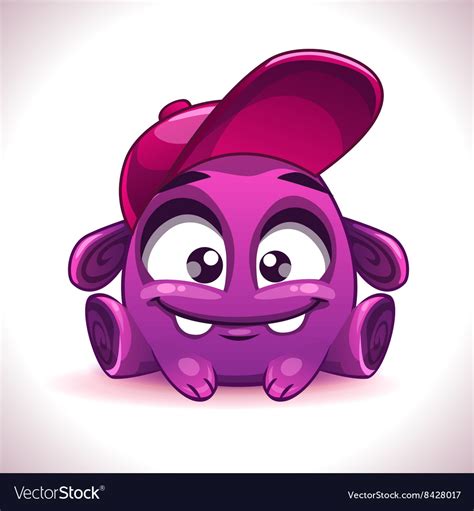 Funny Cartoon Purple Alien Monster Character Vector Image