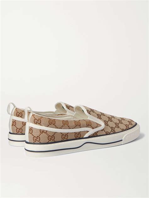 Beige Tennis 1977 Monogrammed Canvas Slip On Sneakers Gucci Mr Porter