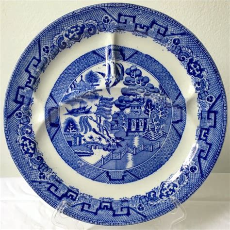 Antique English Blue Willow Ironstone Grill Plate Chairish