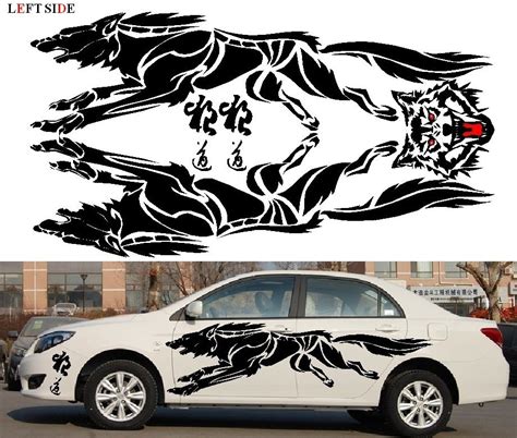 Left Side Car Stickers For Hood And Both Sides Fierce Wolf Garland