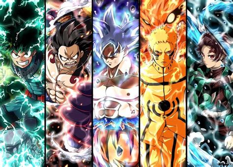 Deku Luffy Goku Naruto Y Tanjiro By Vivien2121 On Deviantart
