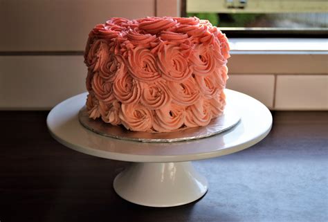Gabrielas Cakes Pink Buttercream Ombré Rosette Cake