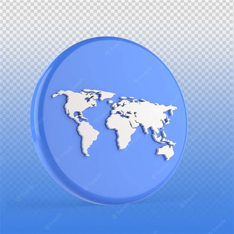 Premium Psd 3d Cartography Continents Earth Global Map Shapes Render Icon