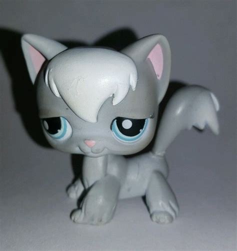 Littlest Pet Shop Grey Gray Cat Angora Blue Eyes 345 Preowned Lps